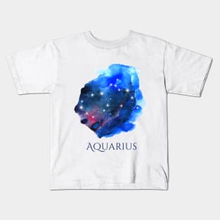 Aquarius Zodiac Sign - Watercolor Star Constellation Kids T-Shirt